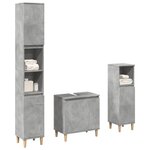 vidaXL Ensemble de meubles de salle de bain 3 Pièces gris béton