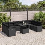 vidaXL Ensemble de canapé de jardin 11 Pièces Noir Poly Rattan