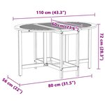 vidaXL Table de Jardin Pliant 5 Pièces Marron 110 x 60 x 72 cm