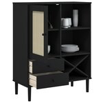 vidaXL Buffet SENJA aspect rotin noir 90x40x112cm bois massif de pin