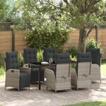 vidaXL Set de jardin 7 pièces gris clair poly rattan