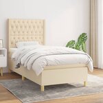 vidaXL Sommier à lattes de lit avec matelas Crème 100x200 cm Tissu