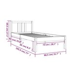 vidaXL Cadre de lit sans matelas marron miel bois massif 75x190 cm