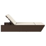 vidaXL Chaise longue double avec coussins marron résine tressée