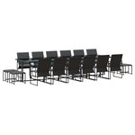 vidaXL Ensemble de salle à manger pour jardin 17 Pièces Noir Acier