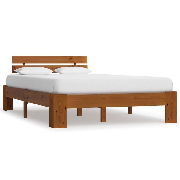 vidaXL Cadre de lit Marron miel Bois de pin massif 120x200 cm