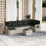 vidaXL Salon de jardin 8 Pièces avec coussins gris clair résine tressée