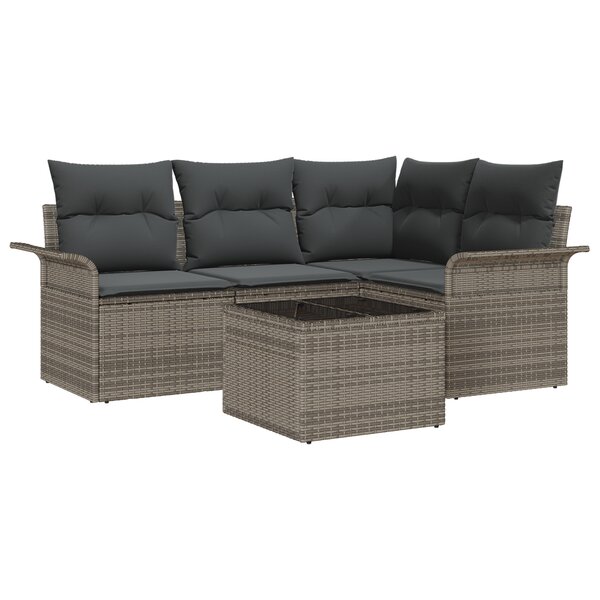vidaXL Ensemble de Canapé de Jardin 4 Pièces avec Coussins Noir Rotin Poly