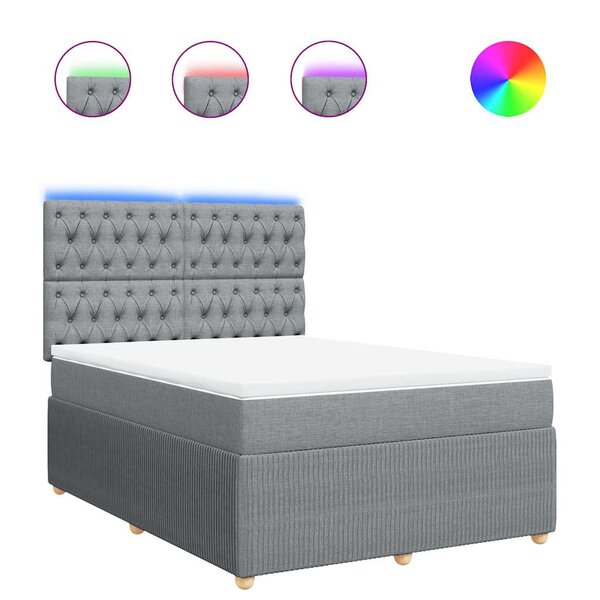vidaXL Sommier à lattes de lit avec matelas Gris clair 140x200cm Tissu