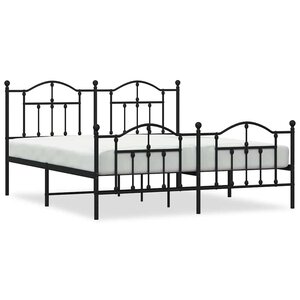 vidaXL Cadre de lit métal sans matelas avec pied de lit noir 160x200cm