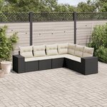 vidaXL Salon de jardin 6 Pièces avec coussins noir résine tressée