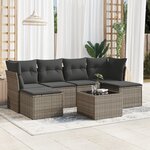vidaXL Salon de jardin avec coussins 7 Pièces gris résine tressée