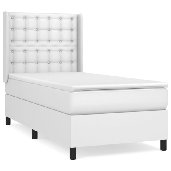 vidaXL Sommier à lattes de lit avec matelas Blanc 100x200cm Similicuir