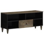 vidaXL Meuble TV noir 100x33x46 cm bois massif de manguier