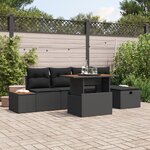 vidaXL Ensemble de canapé de jardin 6 pièces avec coussins Noir Poly Rattan