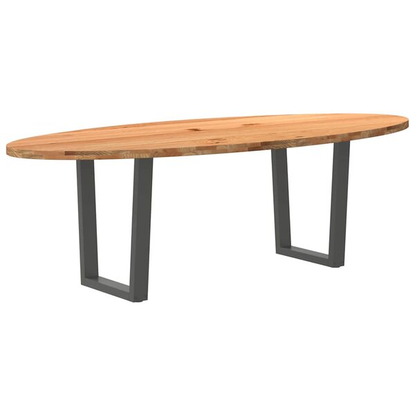 vidaXL Table à manger marron clair bois de chêne massif ovale