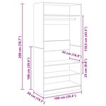 vidaXL Garde-robe Noir 100x50x200 cm Bois d'ingénierie