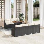 Ensemble de canapés de jardin 8 pièces avec coussins noirs en rattan poly