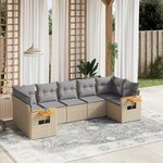 vidaXL Salon de jardin avec coussins 7 Pièces beige résine tressée