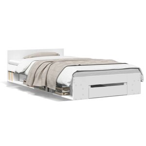 vidaXL Cadre de lit avec tiroir sans matelas blanc 90x200 cm