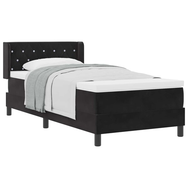 vidaXL Lit à ressorts avec matelas Noir 190 x 90 cm Polyester
