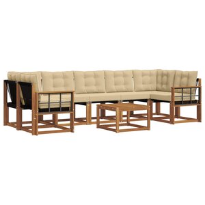 vidaXL Ensemble de canapés d'extérieur 8 pc Naturel et Beige
