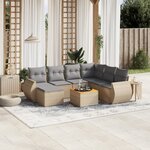 vidaXL Salon de jardin avec coussins 8 Pièces beige résine tressée