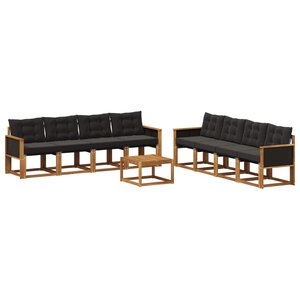 vidaXL Ensemble de canapés d'extérieur 9 pc Naturel et noir