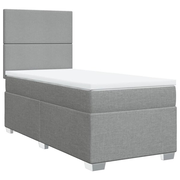 vidaXL Sommier à lattes de lit et matelas Gris clair 90x190 cm Tissu