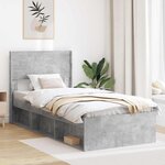 vidaXL Cadre de lit avec rangement et tête de lit Gris béton
