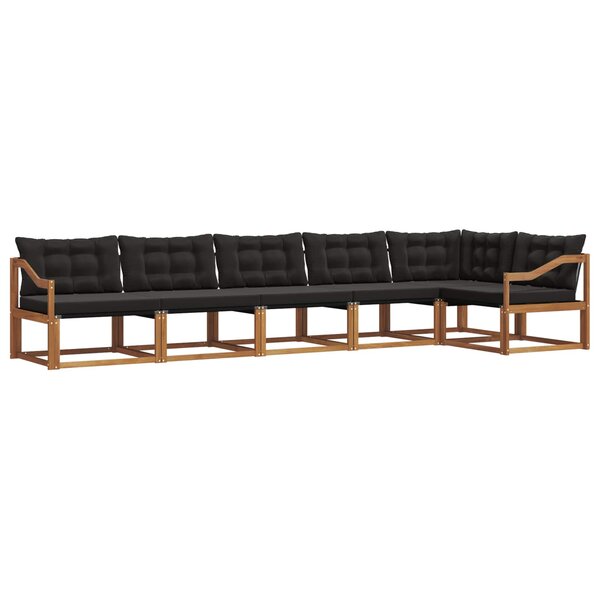 vidaXL Ensemble de canapés d'extérieur 6 pc Naturel et Noir