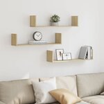 vidaXL Étagères murales 3Pièces chêne sonoma 80x18x18cm bois d'ingénierie