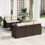 vidaXL Ensemble de canapé de jardin avec coussin 6 Pièces Marron et Crème