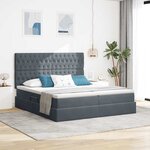 vidaXL Lit de rangement LED avec matelas Gris foncé 180 x 200 cm