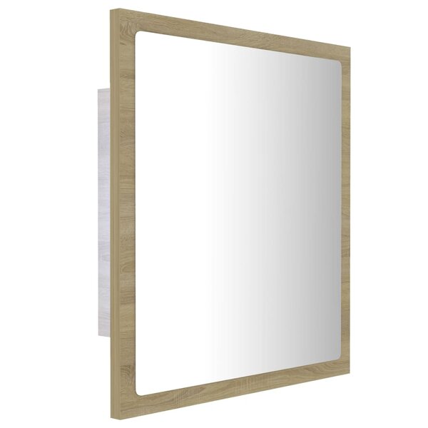 Miroir led de salle de bain 40 x 8 5 x 37 cm acrylique chêne 02_0006961