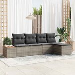 vidaXL Ensemble de canapé de jardin avec coussin 5 Pièces Gris Poly rotin