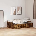 vidaXL Cadre de lit avec rangement Chêne fumé 100 x 200 cm