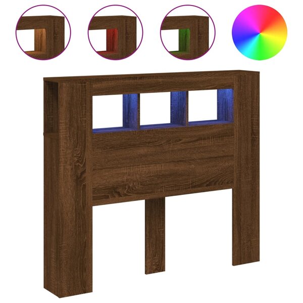 vidaXL Tête de lit à LED chêne marron 120x18 5x103 5cm bois ingénierie
