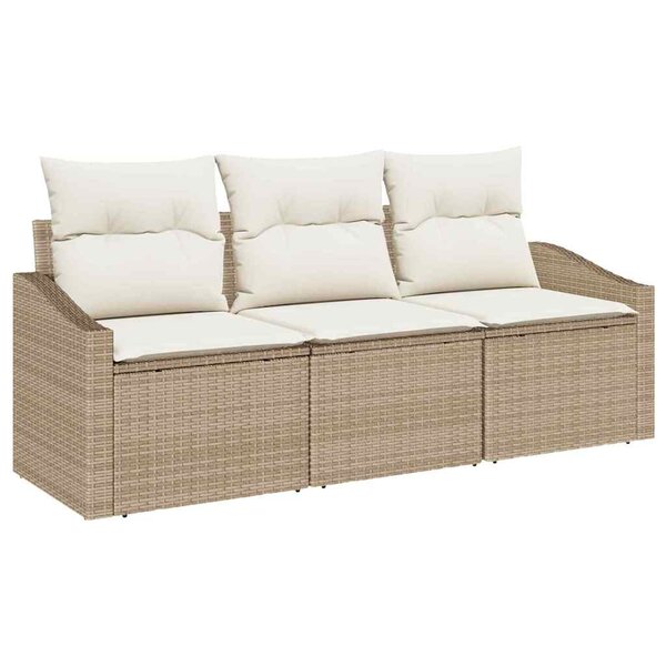 vidaXL Ensemble de canapé de jardin 3 Pièces Beige et blanc polyrotin