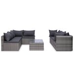 vidaXL Salon de jardin 10 Pièces avec coussins Résine tressée Gris