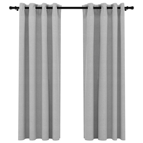 vidaXL Rideaux occultants Aspect lin avec œillets 2 Pièces Gris 140x175cm