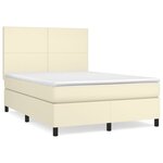 vidaXL Sommier à lattes de lit avec matelas Crème 140x190cm Similicuir