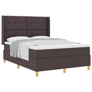 vidaXL Lit à ressorts avec matelas Marron foncé 160 x 200 cm tissu
