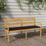 vidaXL Banc Batavia avec coussin noir 150 cm Bois de teck massif