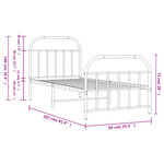 vidaXL Cadre de lit métal sans matelas avec pied de lit blanc 80x200cm