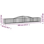 vidaXL Paniers à gabions arqués 15 Pièces 400x50x40/60 cm Fer galvanisé
