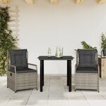 vidaXL Ensemble à manger de jardin 3 Pièces coussins gris résine tressée