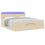 vidaXL Lit ottoman avec matelas et LED crème 180x200cm tissu