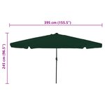 Parasol de jardin vidaXL avec LEDs ø395x245 cm Vert