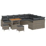 Ensemble de canapé de jardin 12 pièces avec coussins gris en rotin synthétique